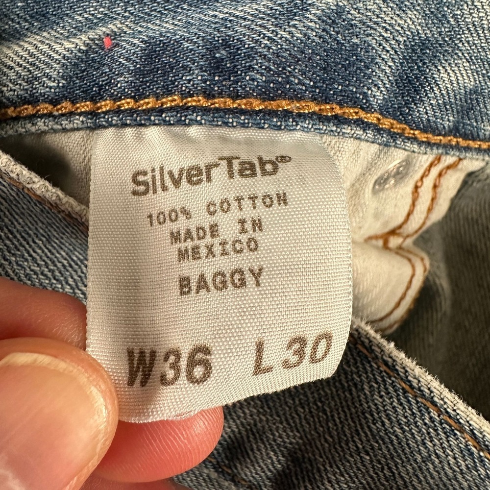 Vtg‎ SilverTab Jeans Mens W36 L30 Baggy Light Blue Cotton Relaxed Wide Leg Y2K - Picture 14 of 16